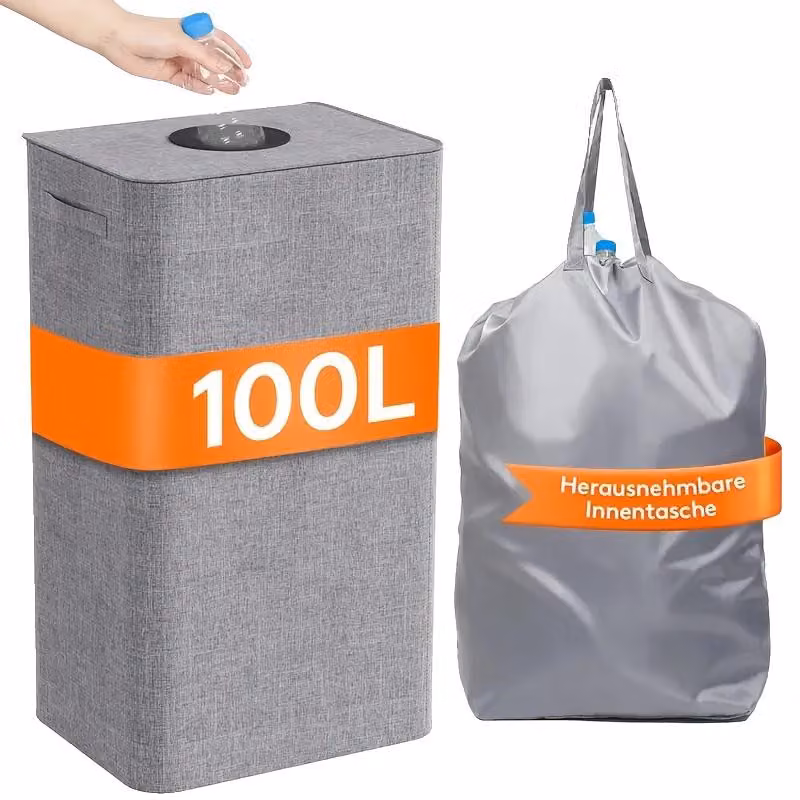 Contenitore per la raccolta differenziata, capacità 100 litri, design pieghevole, colore grigio