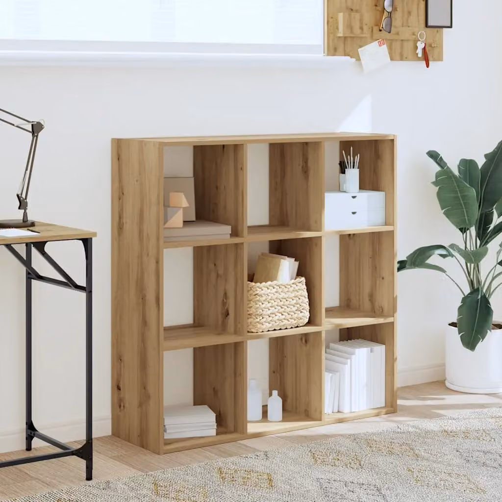 Libreria moderna vidaXL in legno Rovere marrone con design a parete L 102 cm x P 32 cm x H 102 cm