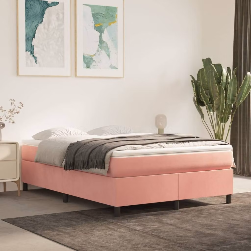 Maison Exclusive - Struttura Letto a Rete a Molle Rosa 140x190 cm in Velluto