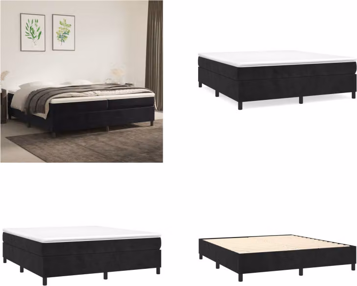 vidaXL Letto boxspring nero 200x200 cm in velluto - Letto boxspring - Boxspringbetten - Bett - Schlafzimmermöbel