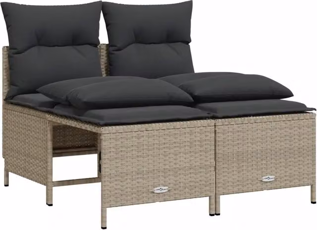 Set Divano da Giardino 4pz | Set Salotto da Giardino con Cuscini Grigio Chiaro Polyrattan