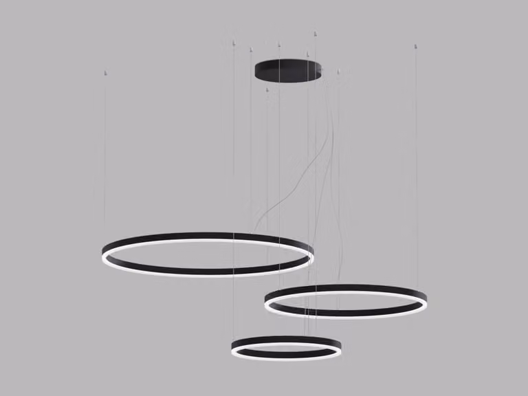 Lampadario LED dimmerabile CIRCLE SET P-Z CRI90, variante: CIRCLE SET 3, 136 W, nero, TRIAC, 2CCT