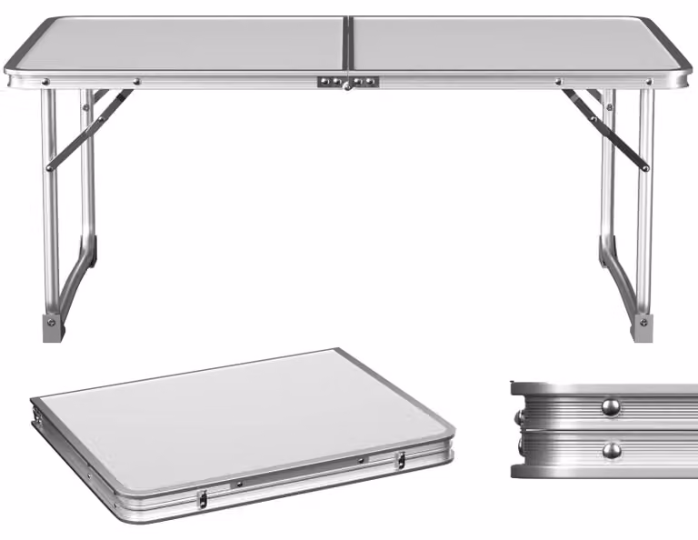Tavolo da campeggio portatile in alluminio - Tavolo pieghevole per mangiare - Robusto - Per uso esterno - Ideale per barbecue e feste - Dimensioni: 60 x 40 x 26 cm