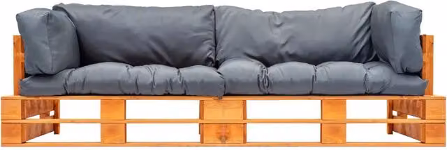 Set Divani da Giardino Pallet 2pz con Cuscini Grigi Legno Pino 277451