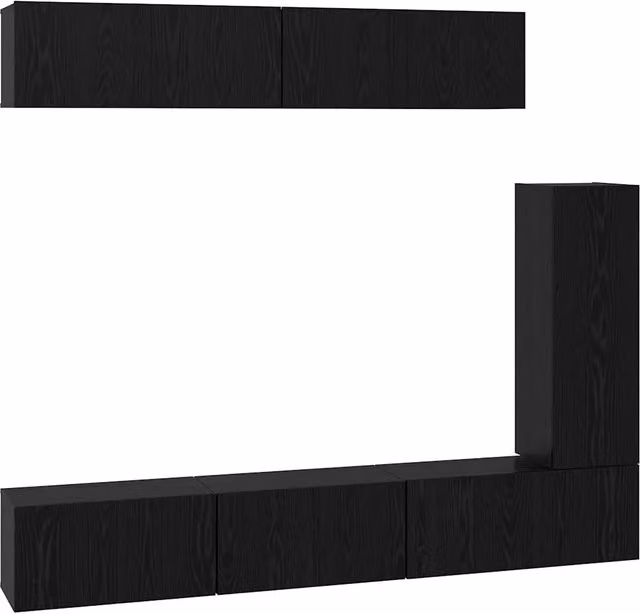 Set mobile TV 6 pz | Armadietto TV | Mobile Porta TV Rovere Nero Legno multistrato