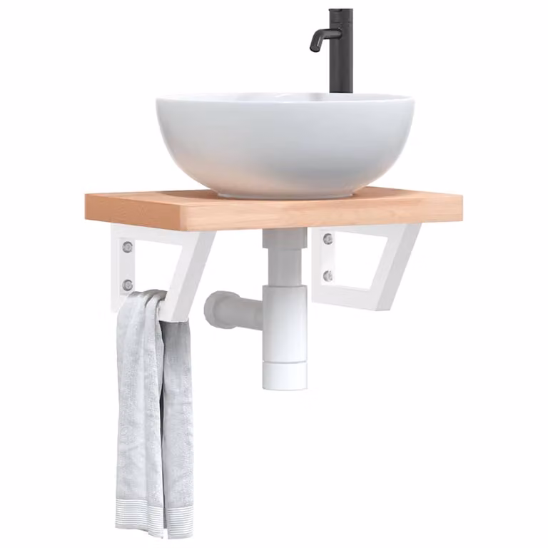 Set di 2 mensole per lavabo vidaXL bianche in acciaio inossidabile da appendere al muro L 30 x P 30 x H 15 cm