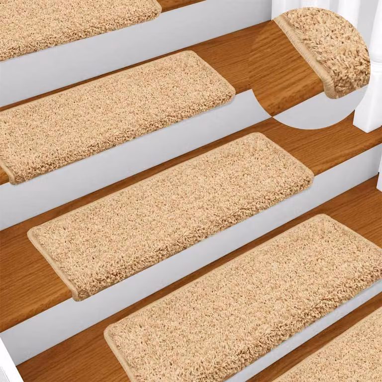 Set di 15 tappetini per scale vidaXL in polipropilene, colore beige, forma rettangolare, L 65 cm x P 40 cm x H 4 cm