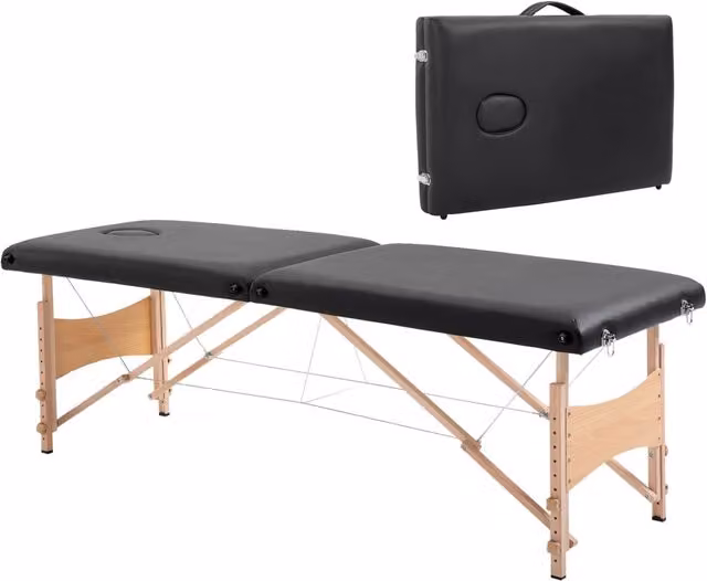 Lettino da massaggio regolabile Minimal con cuscino rimovibile nero L: 186 cm, P: 60 cm, H: 58-81 cm