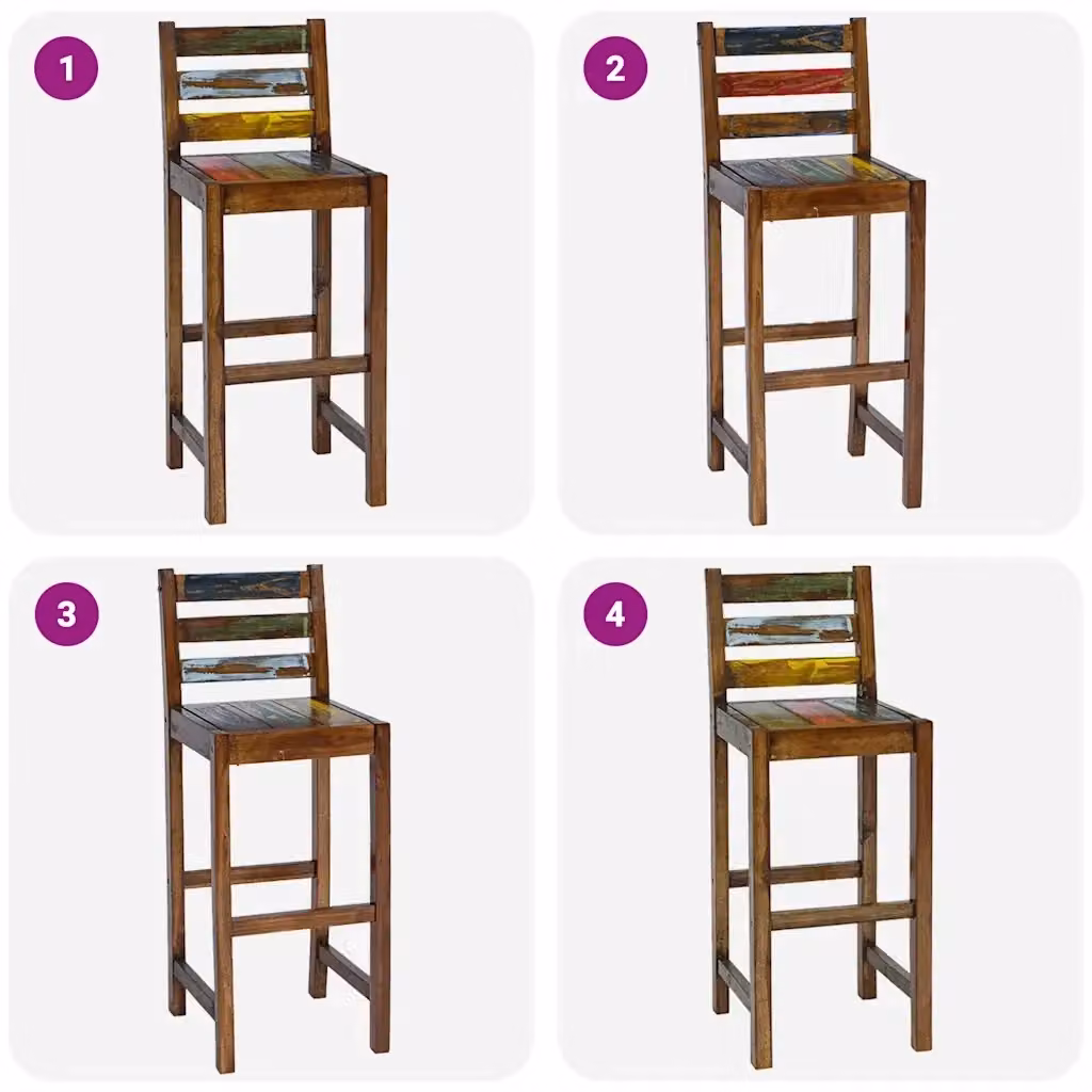 Set di 2 sgabelli da bar vidaXL in legno di acacia multicolore stile rustico L/P/H: 40 x 44 x 106 cm – 2