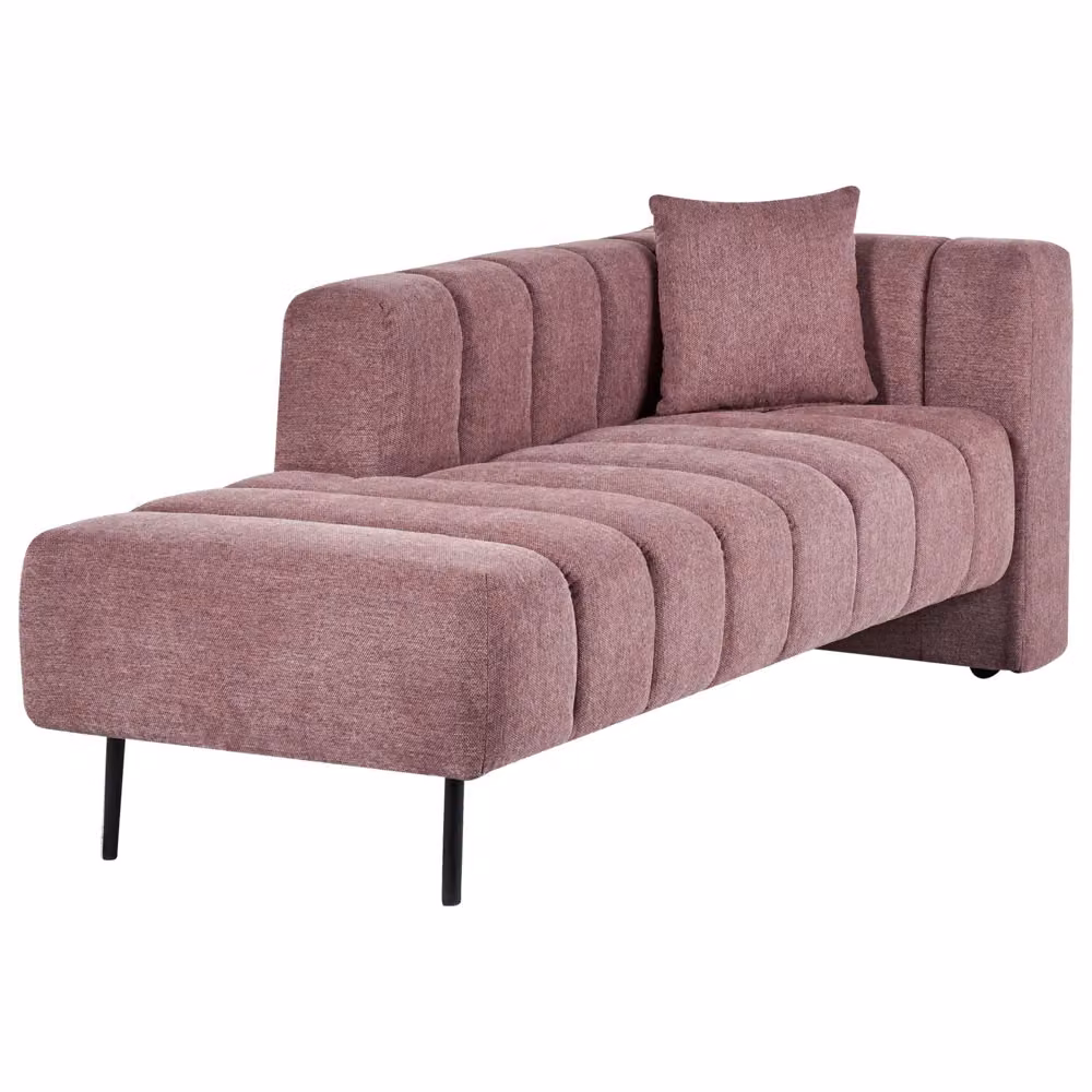 Chaise Lounge BELIANI in tessuto rosa con gambe nere e cuscino laterale destro, design moderno e glam, L/P/H: 173 x 79 x 73 cm – 2