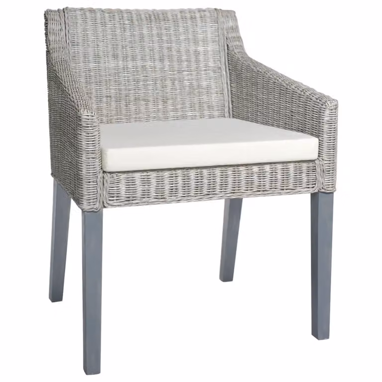 vidaXL Sedie da pranzo con cuscino 2 pz. Rattan naturale grigio