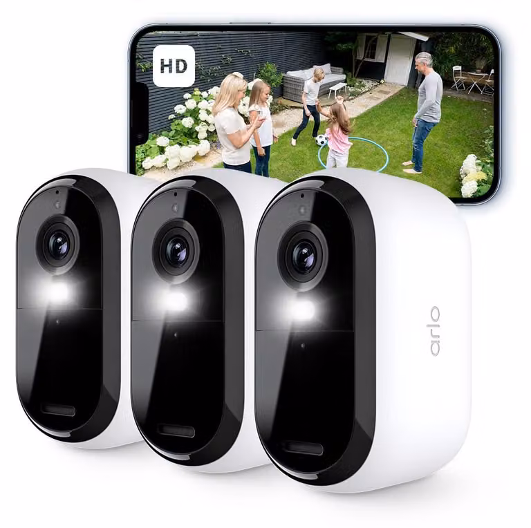 Arlo Essential VMC2350-100EUS, telecamera di sicurezza IP, per interni ed esterni, senza fili, da soffitto/parete, bianca, Bullet (forma)
