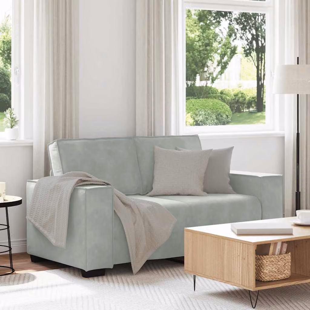 vidaXL Divano a 2 Posti in Velluto Grigio con Struttura in Legno e Metallo L: 160 cm, P: 78 cm, H: 84 cm