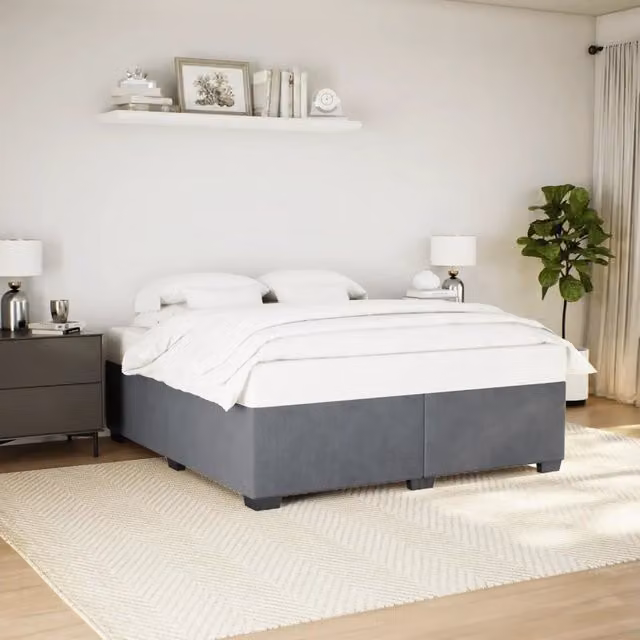Giroletto vidaXL in Velluto Grigio con Doghe in Legno 200x200 cm