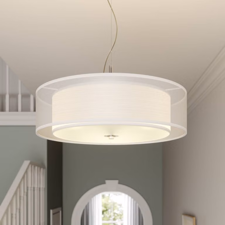Lampada a sospensione Pikka Lindby, dimmerabile, Bianco / Opale, Soggiorno / Sala da pranzo, Tessuto / Stoffa / Seta, Moderno, Lampada a sospensione