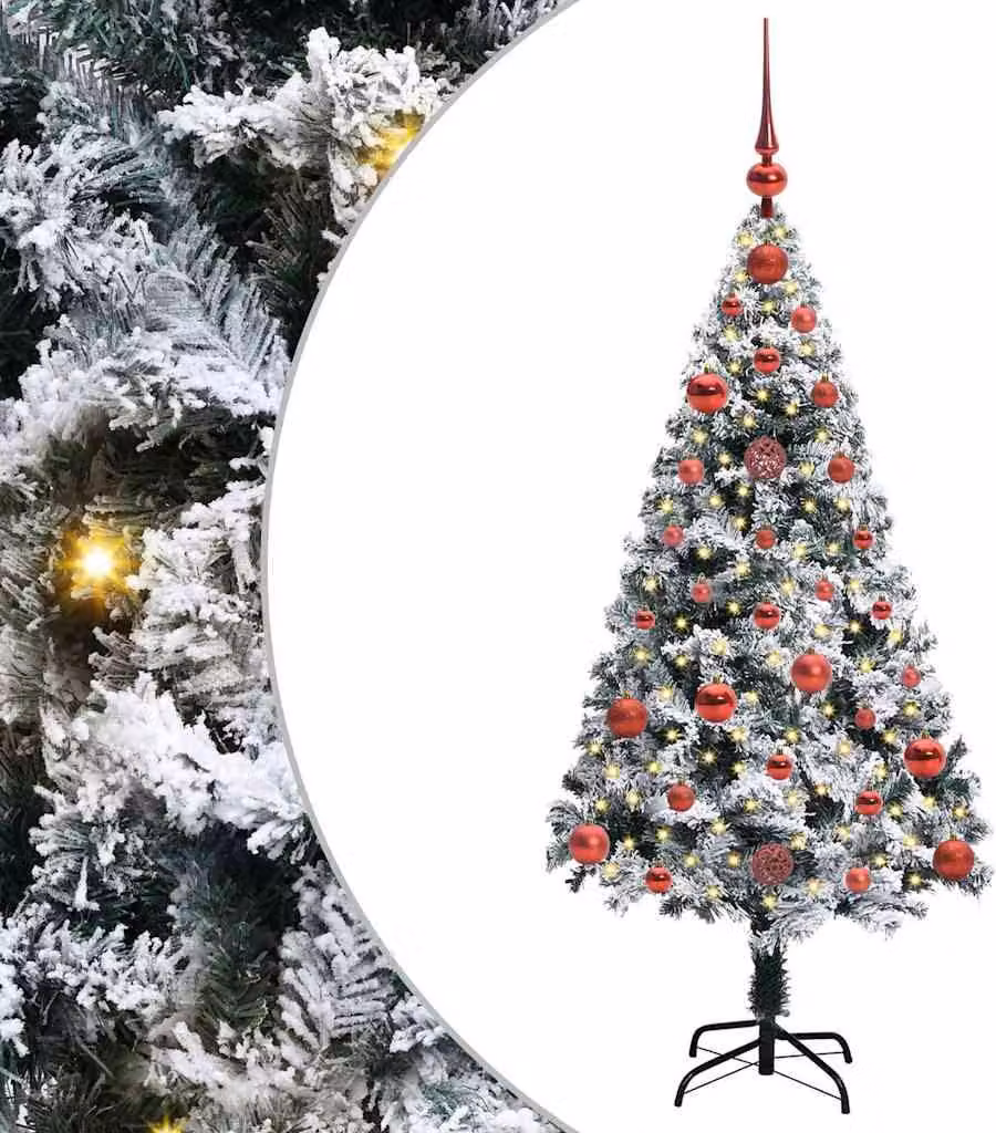 Albero di Natale artificiale a 150 LED con supporto verde 120 cm