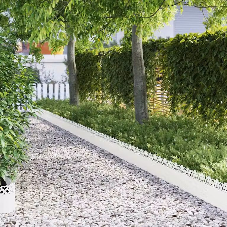 Set di 20 bordure per prato vidaXL in acciaio bianco, L: 103 cm, P: 0,05 cm, H: 22 cm