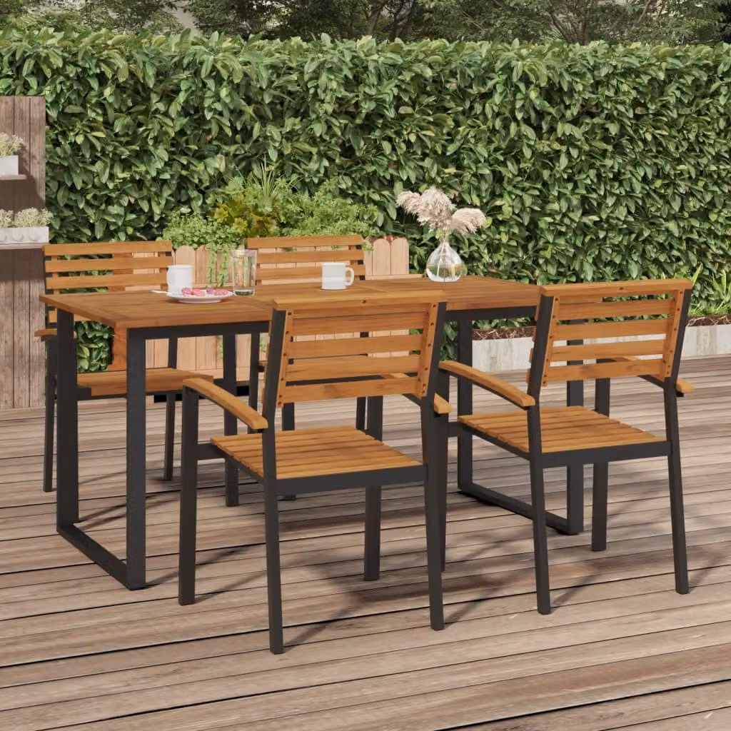 Tavolo da giardino The Living Store con gambe a forma di U 160x80x75 cm in legno massello di acacia