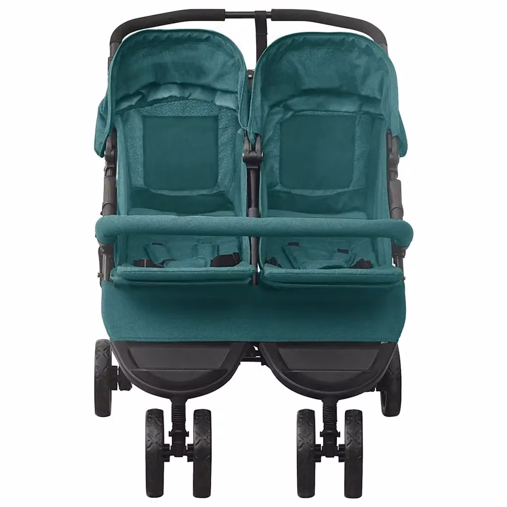 Passeggino Gemellare Verde in Acciaio con Maniglia Regolabile e Pieghevole CFW3948875 – 2