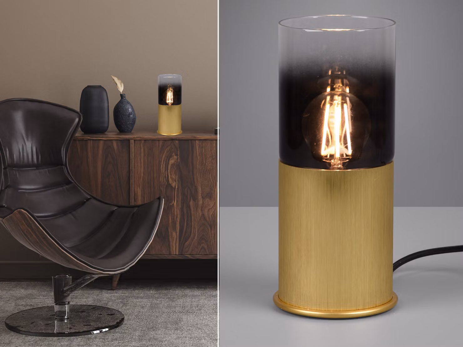 Lampada da tavolo ROBIN vetro grigio