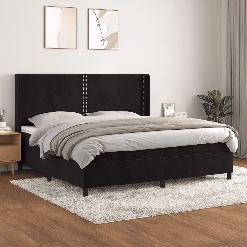 Maison Exclusive - Giroletto a Molle con Materasso Nero 200x200 cm in Velluto