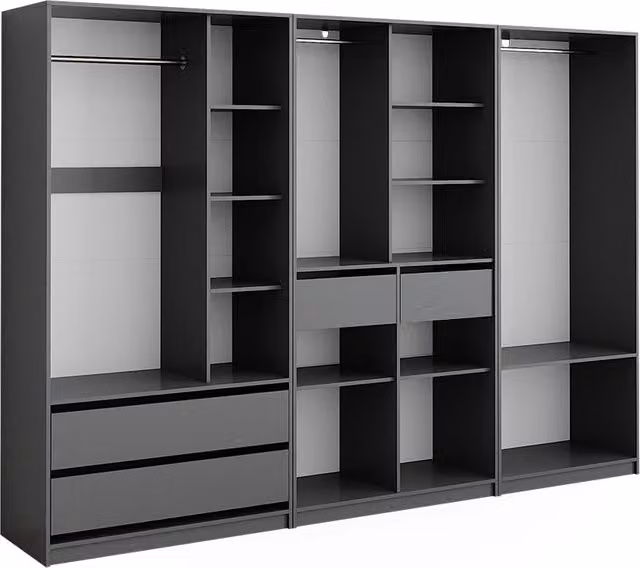 Armadio Elmo Antracite 280 x 200 cm Set di 3 Vicco