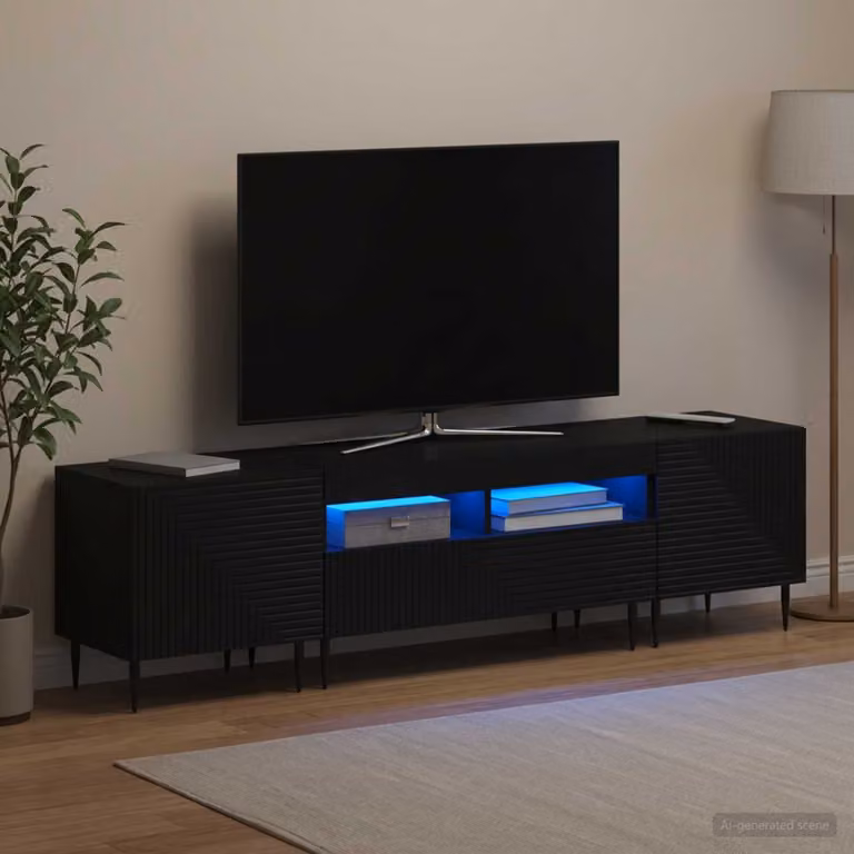 Mobile TV stand vidaXL moderno in legno ingegnerizzato nero con illuminazione LED integrata