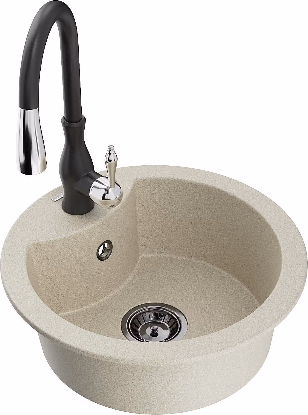 Mexen Diego lavello in granito a una vasca con rubinetto da cucina Savita, beige - 6512-69-672601-70