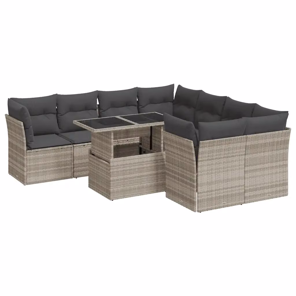 Set Divano da Giardino vidaXL con Tavolino e Cuscini Grigio, Design Moderno in Polyrattan e Metallo – 2