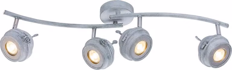 Plafoniera LED, metallo grigio antico, faretto mobile, L 68 cm