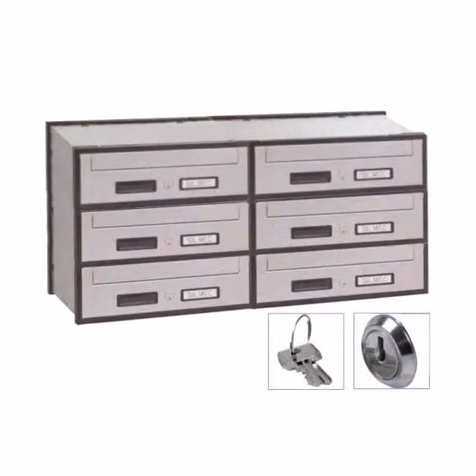 Casellario postale orizzontale Silmec a 6 posti in acciaio inossidabile Silver L: 80,5 cm, H: 38,5 cm, P: 29,5 cm – 2