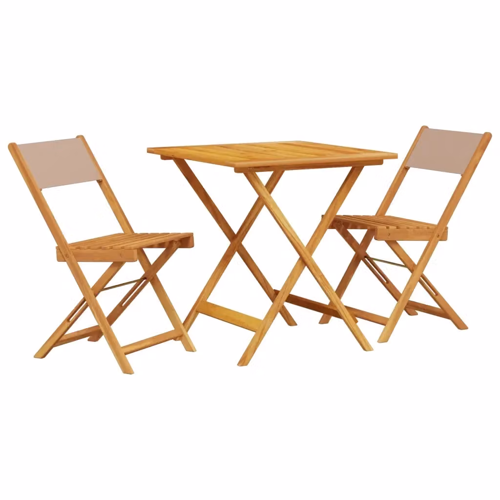 Set da Bistrot vidaXL in Legno di Acacia Olio, 3 Pezzi, Beige e Marrone – 2