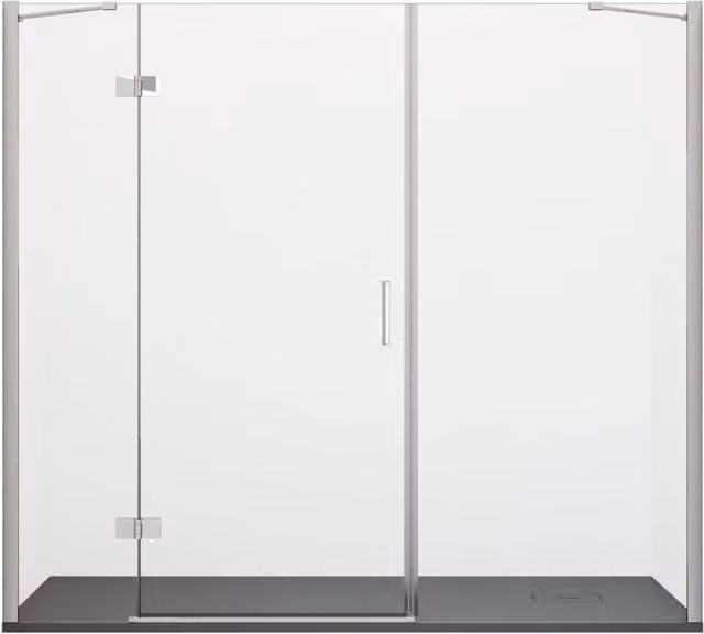 Porta Parete Doccia Bonussi Leonie con Anta Battente in Cristallo Trasparente da 8mm, Colore Trasparente, L: 170 cm, H: 195 cm – 1