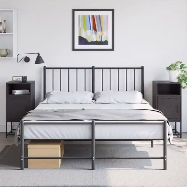 Set di 2 comodini Design Mania in metallo nero opaco stile industrial L/P/H: 36 x 39 x 78 cm – 1