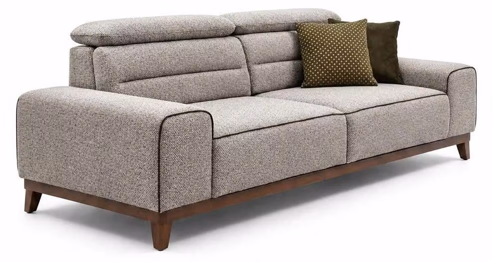 Modernes 3-Sitzer Sofa Grau Braun Stoff Wohnzimmer Polstersofa