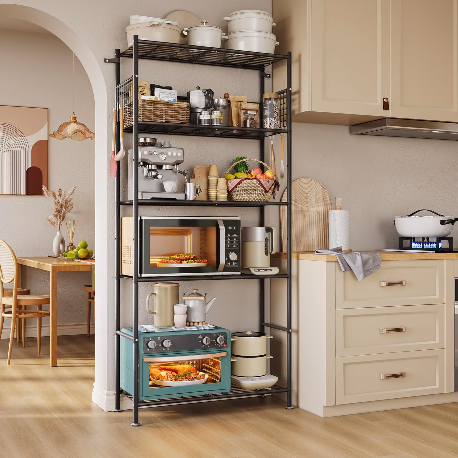 Scaffale da cucina a 5 ripiani Acciaio al carbonio, Nero
