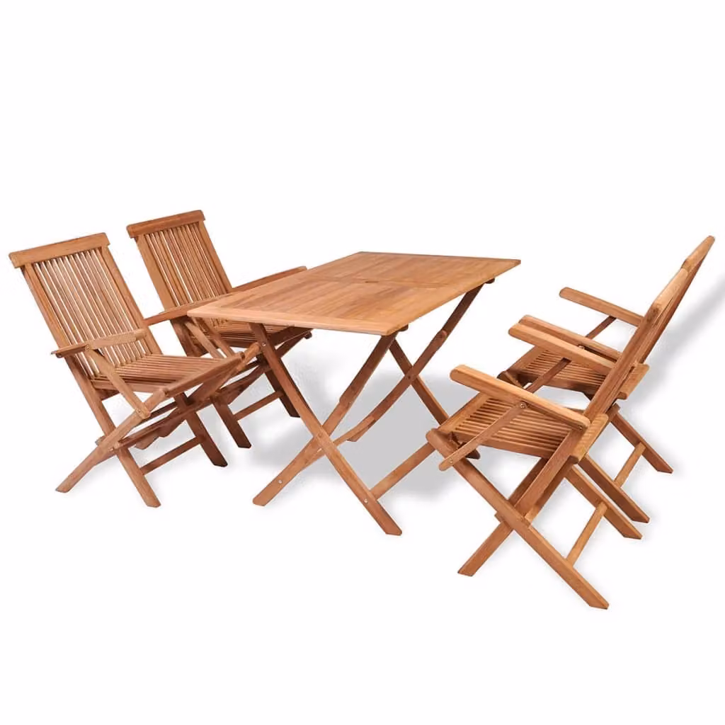 The Living Store Set da pranzo da giardino 5 pz. Set da pranzo da giardino in legno massiccio di teak