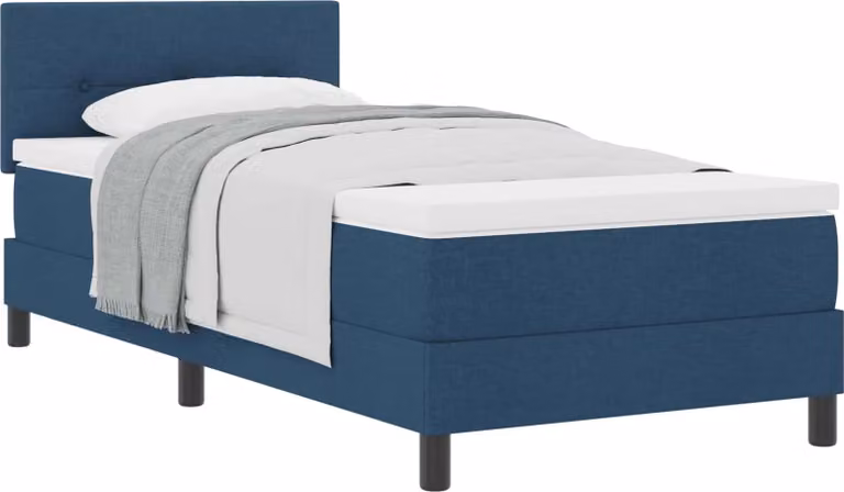 Letto a molle con testiera Blu 90 x 190 cm Tessuto