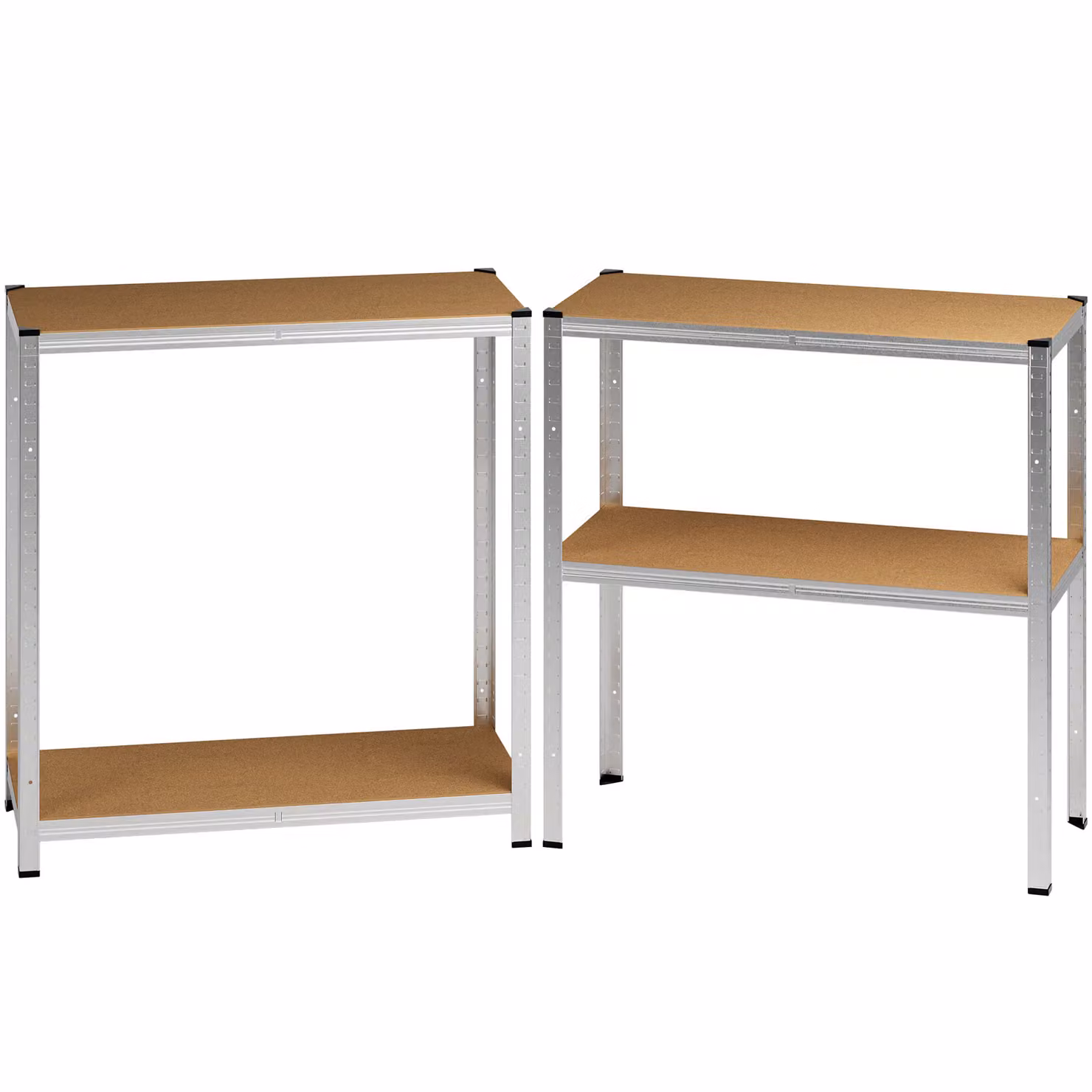 Set di 2 scaffali Monzana in metallo bianco e argento con ripiani regolabili, portata 280kg, L: 170 cm, P: 30 cm, H: 75 cm – 3