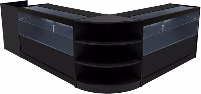 Set di 2 Banconi Nero Eclipse con LED e Vetrina Monster Shop L: 150 cm, P: 60 cm, H: 90 cm