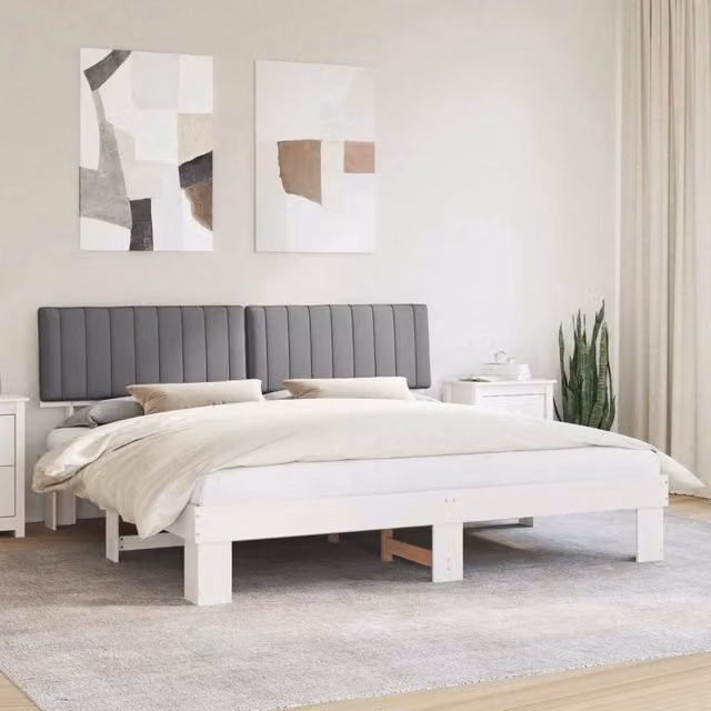 Letto con Testiera Rivestita-Struttura Letto con Testiera Grigio chiaro 200 x 200 cm 620609