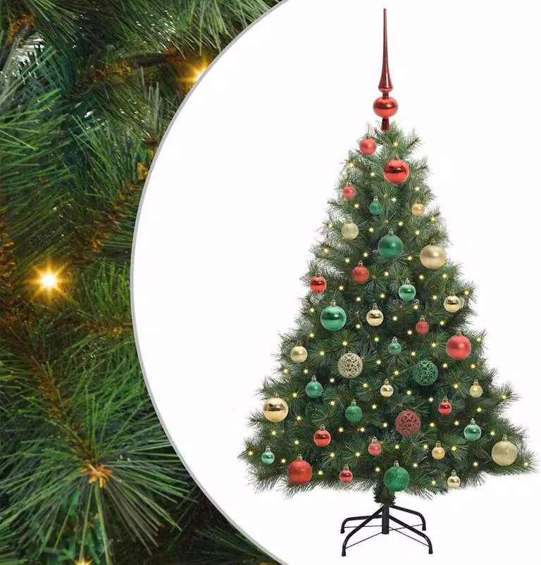 Albero di Natale artificiale con 150 LED Verde 120 cm PE e PVC