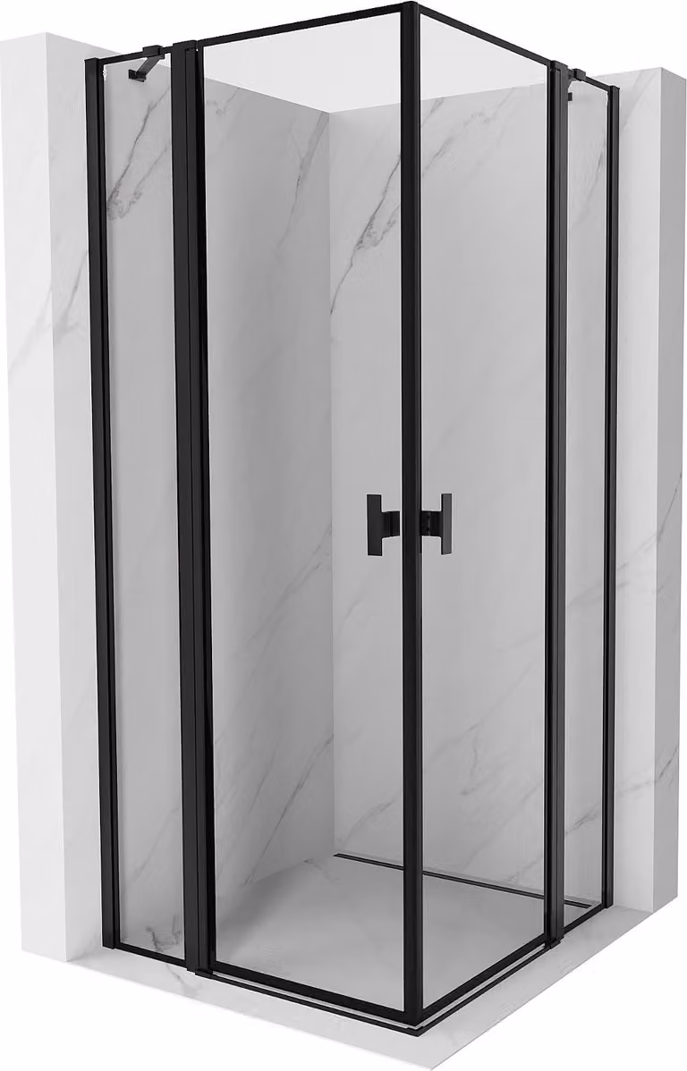 Mexen Mist Duo cabina doccia a battente 90 x 90 cm, cornice nera, nero - 8A4-090L-090P-70-70