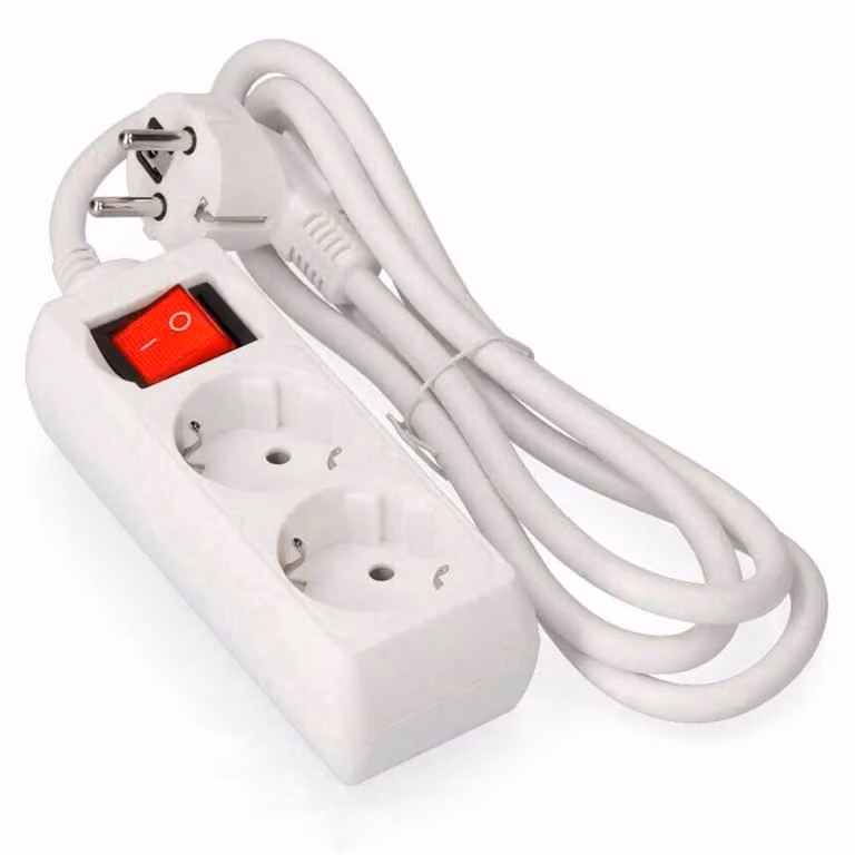 Multipresa Levitante con 2 prese Schuko con interruttore, cavo H05VV-F 3G da 1,5 m, 1,5 mm², bianco