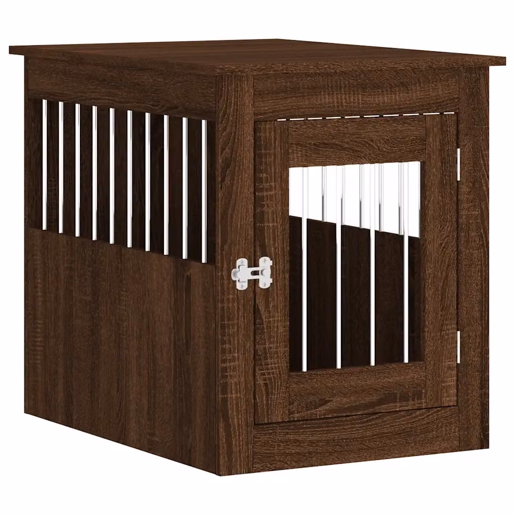 Gabbia per cani vidaXL in legno rovere marrone e metallo L: 75 cm, P: 55 cm, H: 65 cm – 2