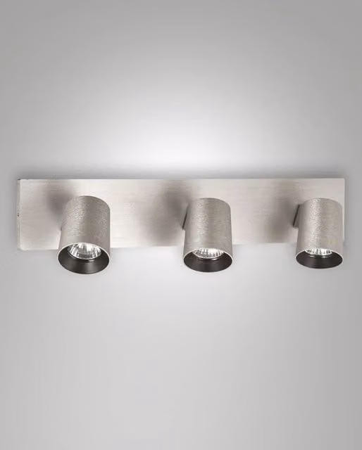 Faretto a incasso moderno Fabas a 3 luci in alluminio spazzolato colore argento con attacco GU10