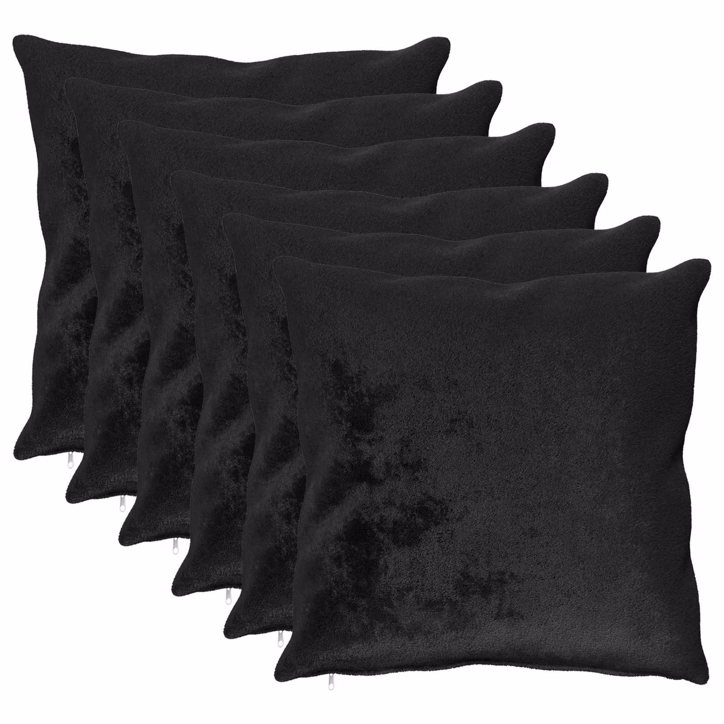 Set di 6 federe vidaXL HEERLEN in flanella nera, L 70 x L 70 cm