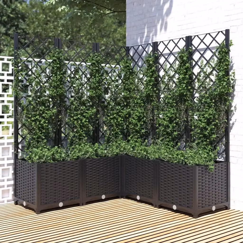 Fioriera con graticcio per piante rampicanti DESIGN IN, colore nero, in plastica, L: 120 cm, P: 40 cm, H: 136 cm – 2