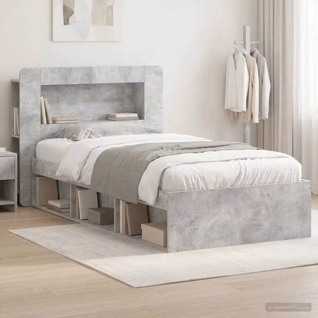 Letto con contenitore e cassetti vidaXL in legno ingegnerizzato Grigio, 90 x 200 cm