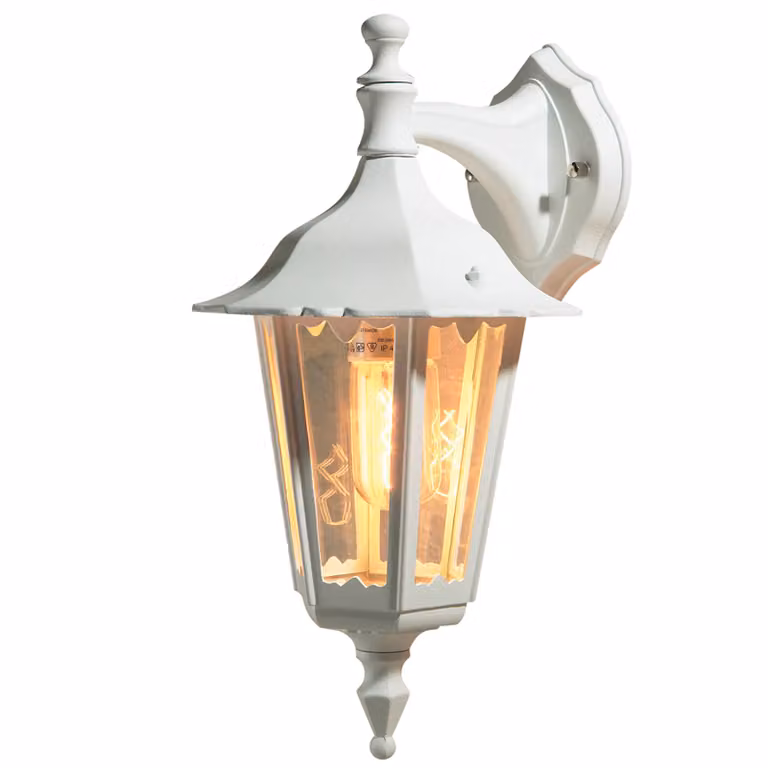 Applique Konstsmide Firenze in alluminio laccato bianco con vetro trasparente